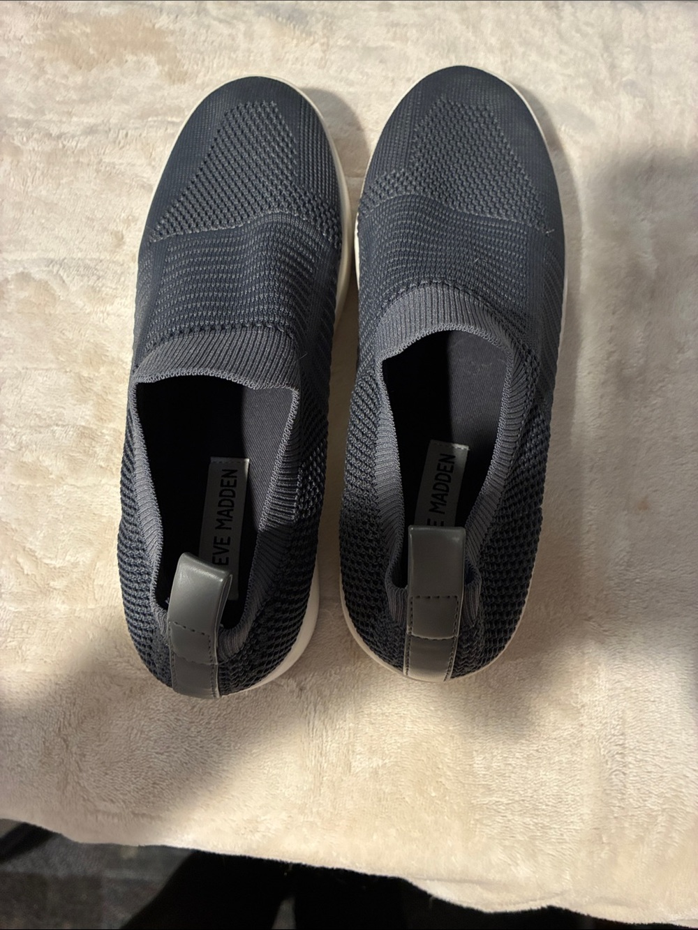 Steve Madden Women’s Slip-On Knit Flats in Dark Gray